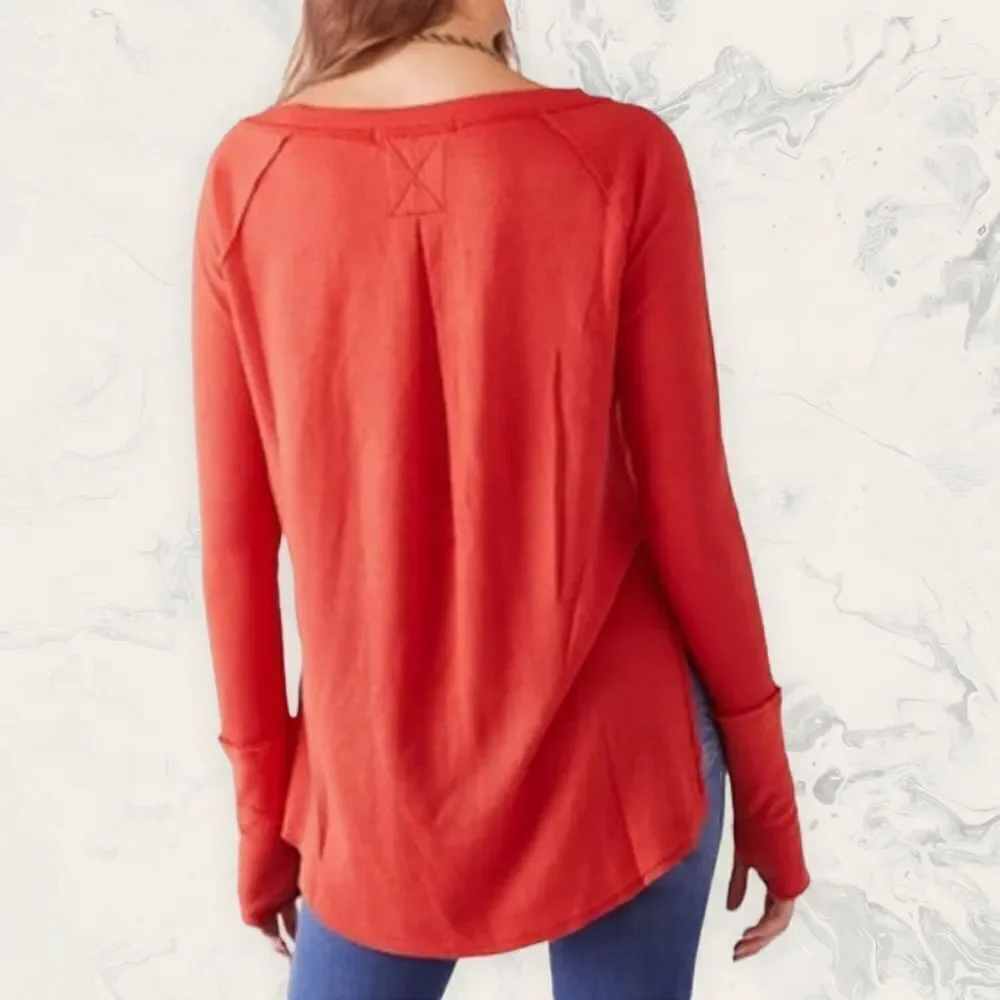 NWT Wee The People / Free People Orange Thermal Long Sleeve Knit Top - Size Smal